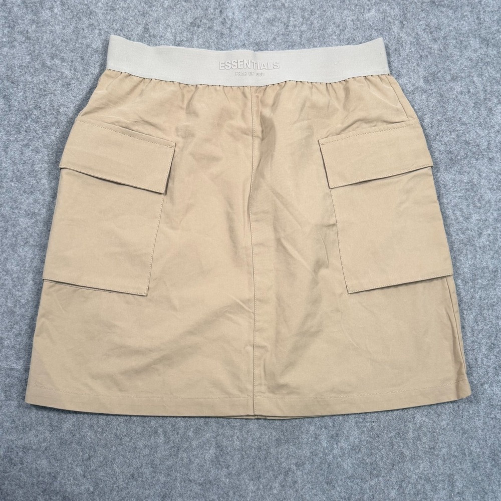 Essentials Fear Of‎ God Oak Beige Cargo Pull-On Mini Skirt Women's Size Large